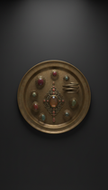 Aged brass tray with period-inspired jewelry